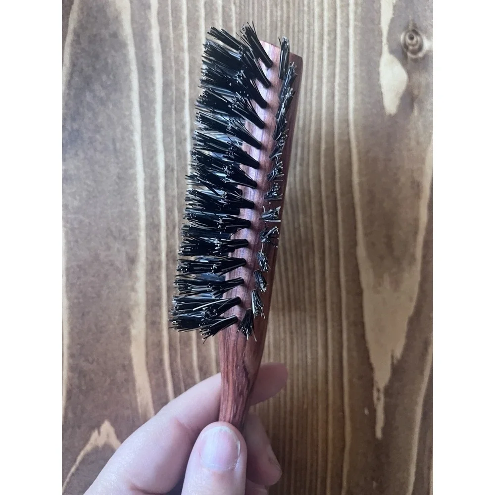 Vintage FULLER Bristlecomb Hairbrush Wooden Nylon Bristles Half Round